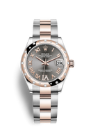 Rolex Datejust 31 Stainless Steel/ Rose Gold / Domed - Diamond / Grey - Roman / Jubilee (278341rbr-0029)