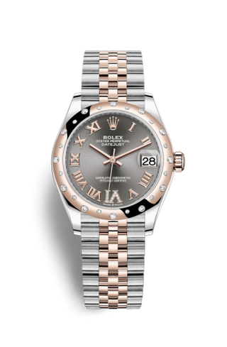 Rolex - 278341rbr-0030  Datejust 31 Stainless Steel/ Rose Gold / Domed - Diamond / Grey - Roman / Jubilee