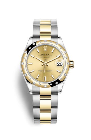 Rolex - 278343rbr-0013  Datejust 31 Stainless Steel / Yellow Gold / Domed - Diamond / Champagne / Oyster