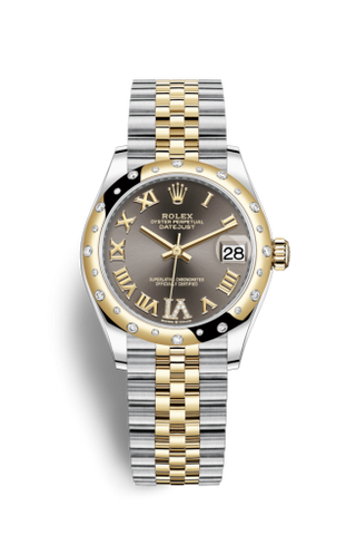 Rolex - 278343rbr-0018  Datejust 31 Stainless Steel / Yellow Gold / Domed - Diamond / Grey - Roman / Jubilee