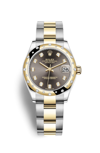 Rolex - 278343rbr-0021  Datejust 31 Stainless Steel / Yellow Gold / Domed - Diamond / Grey - Diamond / Oyster