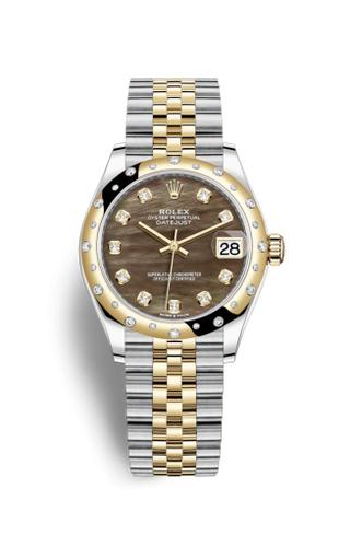 Rolex - 278343rbr-0024  Datejust 31 Stainless Steel / Yellow Gold / Domed - Diamond / Black MOP / Jubilee