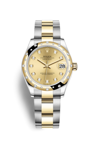 Rolex - 278343rbr-0025  Datejust 31 Stainless Steel / Yellow Gold / Domed - Diamond / Champagne - Diamond / Oyster