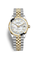 Rolex Datejust 31 Stainless Steel / Yellow Gold / Domed - Diamond / Grey - Roman / Jubilee (278343rbr-0028)