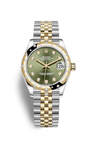 Rolex - 278343rbr-0030  Datejust 31 Stainless Steel / Yellow Gold / Domed - Diamond / Olive - Diamond / Jubilee