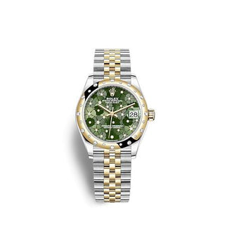 Rolex - 278343RBR-0032  Datejust 31 Stainless Steel / Yellow Gold / Domed - Diamond / Olive - Floral / Jubilee