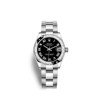 Rolex - 278344rbr-0001  Datejust 31 Stainless Steel Domed Diamond / Oyster / Black - Roman