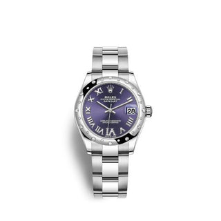 Rolex - 278344rbr-0027  Datejust 31 Stainless Steel Domed Diamond / Oyster / Aubergine - Roman