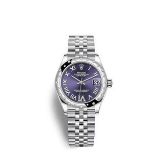 Rolex - 278344rbr-0028  Datejust 31 Stainless Steel Domed Diamond / Jubilee / Aubergine - Roman