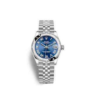 Rolex - 278344RBR-0036  Datejust 31 Stainless Steel / Domed - Diamond / Blue - Roman / Jubilee