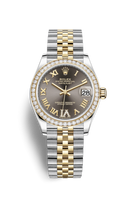 Rolex Datejust 31 Stainless Steel/ Rose Gold / Domed - Diamond / Grey / Jubilee (278383rbr-0018)