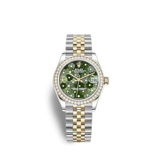 Rolex - 278383RBR-0032  Datejust 31 Stainless Steel - Yellow Gold / Diamond/ Olive - Floral / Jubilee