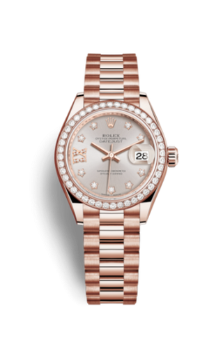 Rolex - 279135rbr-0003  Lady-Datejust 28 Everose Diamond / President / Sundust Diamond