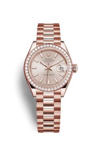 Rolex - 279135rbr-0006  Lady-Datejust 28 Everose Diamond / President / Sundust