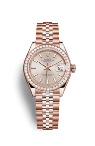 Rolex - 279135rbr-0007  Lady-Datejust 28 Everose Diamond / Jubilee / Sundust