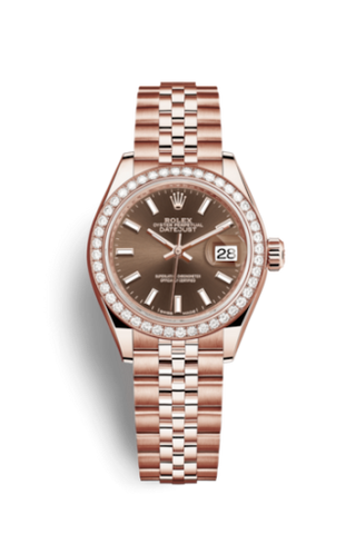 Rolex - 279135rbr-0008  Lady-Datejust 28 Everose Diamond / Jubilee / Chocolate