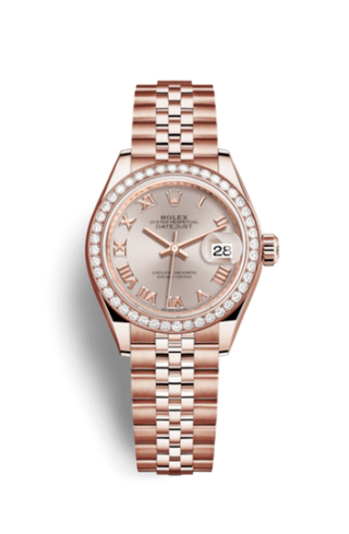 Rolex - 279135rbr-0009  Lady-Datejust 28 Everose Diamond / Jubilee / Sundust Roman