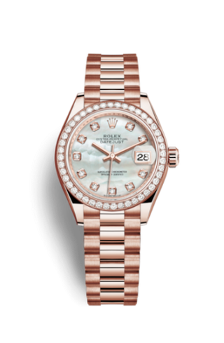 Rolex - 279135rbr-0010  Lady-Datejust 28 Everose Diamond / President / MOP