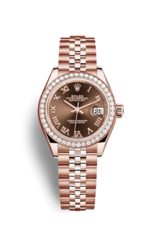 Rolex - 279135rbr-0012  Lady-Datejust 28 Everose Diamond / Jubilee / Chocolate Roman