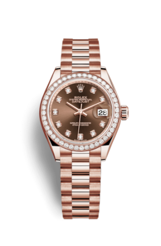 Rolex - 279135rbr-0017  Lady-Datejust 28 Everose Diamond / President / Chocolate Diamond