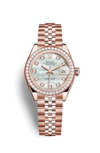 Rolex - 279135rbr-0019  Lady-Datejust 28 Everose Diamond / Jubilee / MOP