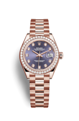 Rolex - 279135rbr-0020  Lady-Datejust 28 Everose Diamond / President / Aubergine