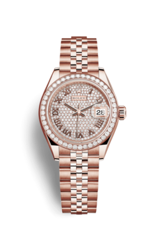 Rolex - 279135rbr-0022  Lady-Datejust 28 Everose Diamond / Jubilee / Paved Roman