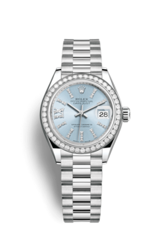 Rolex - 279136rbr-0001  Lady-Datejust 28 Platinum Diamond / President / Ice Blue Diamonds