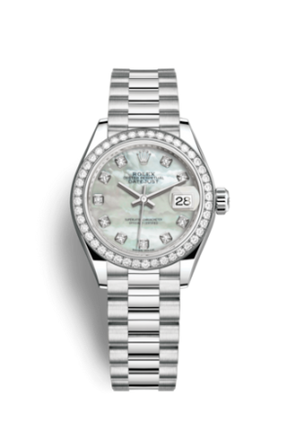 Rolex - 279136rbr-0008  Lady-Datejust 28 Platinum Diamond / President / MOP