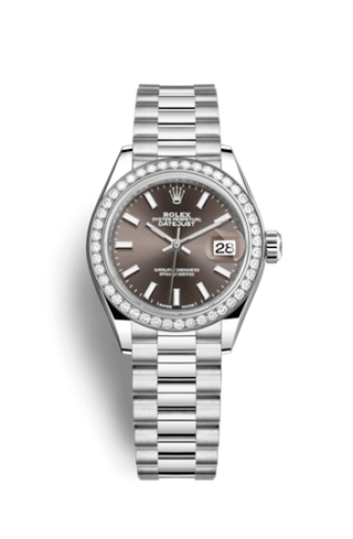 Rolex - 279136rbr-0009  Lady-Datejust 28 Platinum Diamond / President / Dark Grey