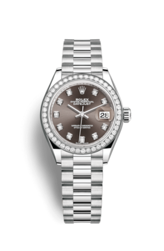 Rolex - 279136rbr-0011  Lady-Datejust 28 Platinum Diamond / President / Grey Diamonds