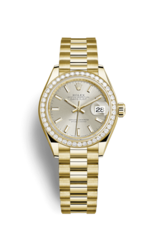 Rolex - 279138rbr-0005  Lady-Datejust 28 Yellow Gold Diamond / President / Silver