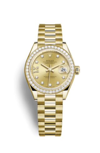 Rolex - 279138rbr-0006  Lady-Datejust 28 Yellow Gold Diamond / President / Champagne Diamonds