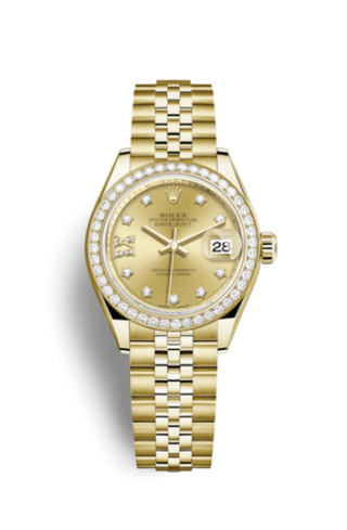 Rolex - 279138rbr-0007  Lady-Datejust 28 Yellow Gold Diamond / Jubilee / Champagne Diamonds