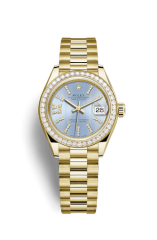 Rolex - 279138rbr-0008  Lady-Datejust 28 Yellow Gold Diamond / President / Cornflower Diamonds