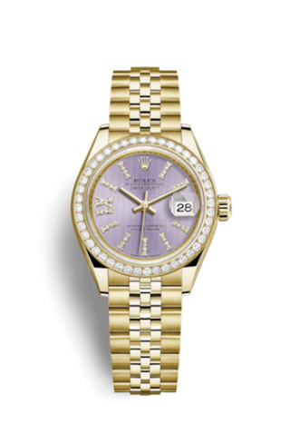 Rolex - 279138rbr-0011  Lady-Datejust 28 Yellow Gold Diamond / Jubilee / Lilac Diamonds