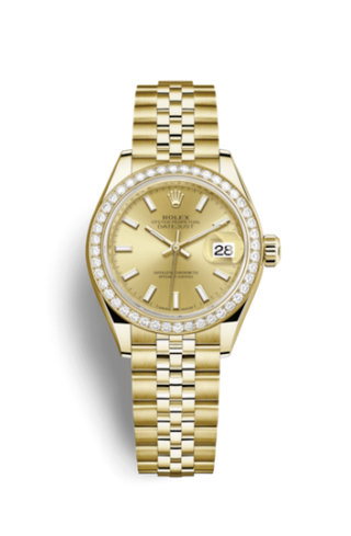 Rolex - 279138rbr-0013  Lady-Datejust 28 Yellow Gold Diamond / Jubilee / Champagne