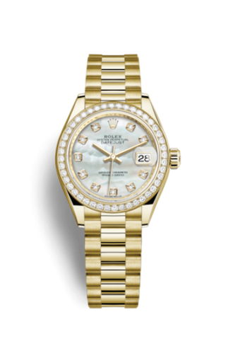 Rolex - 279138rbr-0015  Lady-Datejust 28 Yellow Gold Diamond / President / MOP