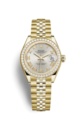 Rolex - 279138rbr-0018  Lady-Datejust 28 Yellow Gold Diamond / Jubilee / Silver Roman