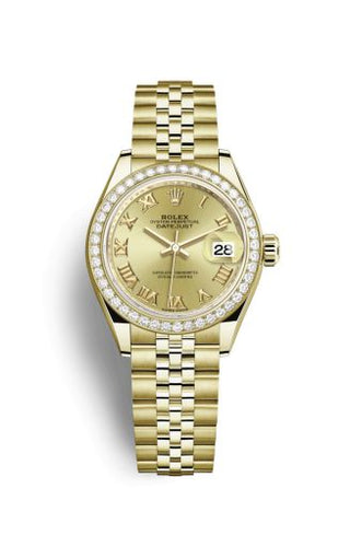 Rolex - 279138rbr-0022  Lady-Datejust 28 Yellow Gold Diamond / Jubilee / Champagne Roman