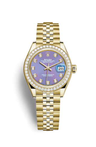 Rolex - 279138rbr-0028  Lady-Datejust 28 Yellow Gold Diamond / Jubilee / Lavender Diamond