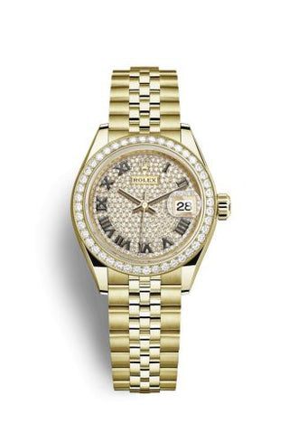 Rolex - 279138rbr-0030  Lady-Datejust 28 Yellow Gold Diamond / Jubilee / Paved Roman