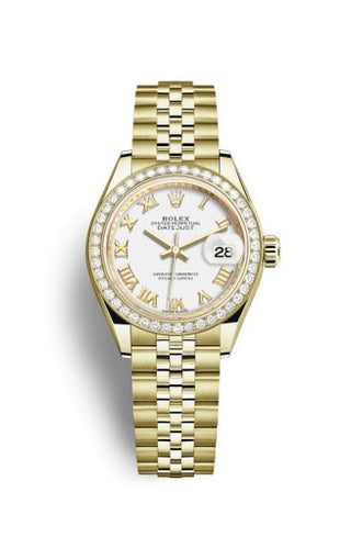 Rolex - 279138rbr-0032  Lady-Datejust 28 Yellow Gold Diamond / President / White Roman