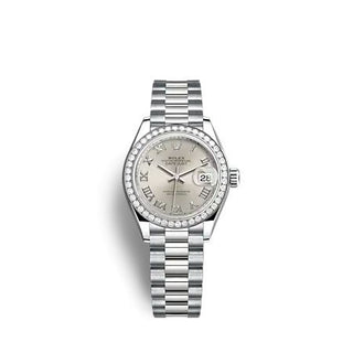 Rolex - 279139RBR-0007  Lady-Datejust 28 White Gold - Diamond / President / Silver - Roman