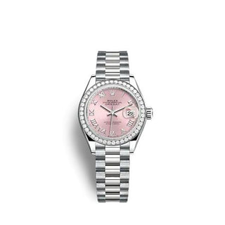 Rolex - 279139RBR-0012  Lady-Datejust 28 White Gold - Diamond / President / Silver - Roman