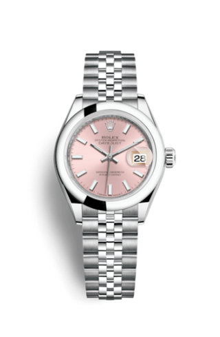 Rolex - 279160-0001  Lady-Datejust 28 Stainless Steel Domed / Jubilee / Pink