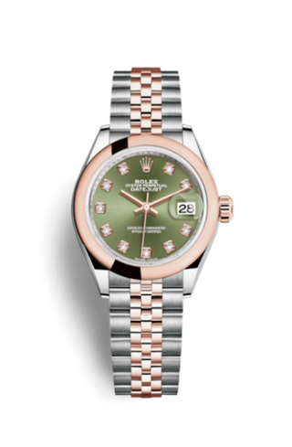 Rolex - 279161-0007  Lady-Datejust 28 Rolesor Rose Domed / Jubilee / Olive Diamond