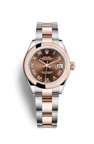 Rolex - 279161-0010  Lady-Datejust 28 Rolesor Rose Domed / Oyster / Chocolate Roman