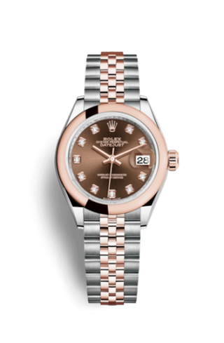 Rolex - 279161-0011  Lady-Datejust 28 Rolesor Rose Domed / Jubilee / Chocolate Diamond