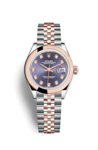 Rolex - 279161-0015  Lady-Datejust 28 Rolesor Rose Domed / Jubilee / Aubergine Diamonds